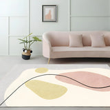 Nordic Modern Abstract Polyester Beige Area Rug Image - 4