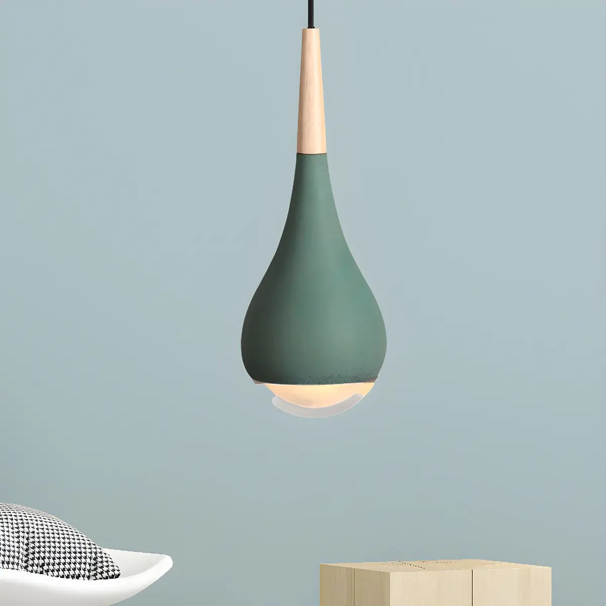 Nordic Modern Ceramic Teardrop Green Pendant Light Image - 1