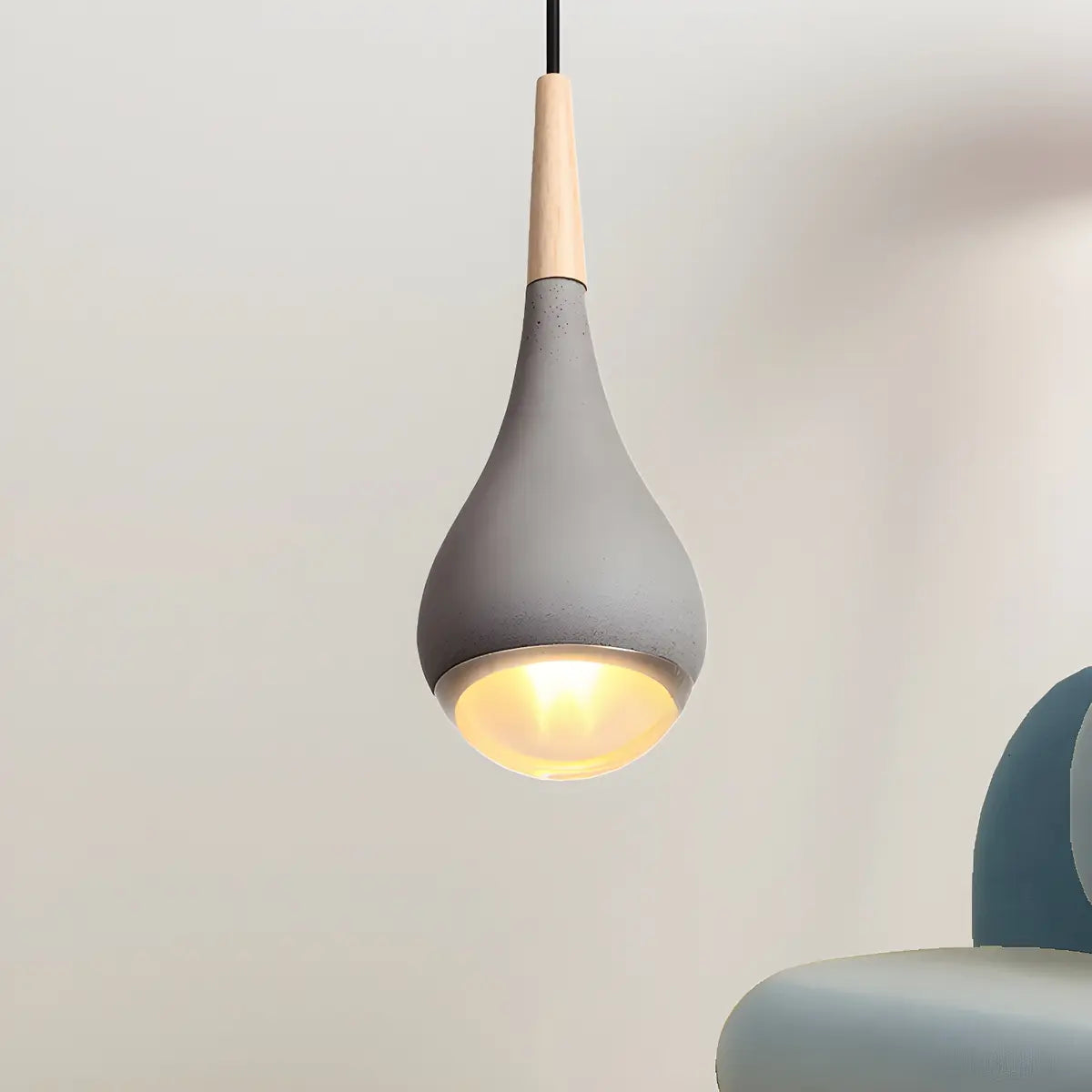 Nordic Modern Ceramic Teardrop Green Pendant Light Image - 5