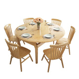 Nordic Oval Wood Dining Table Natural Finish Drop Leaf Image - 5