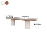 Nordic Oval Wood White Double Pedestal Dining Table Image - 10