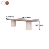 Nordic Oval Wood White Double Pedestal Dining Table Image - 18