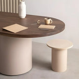 Nordic Oval Wood White Double Pedestal Dining Table Image - 4