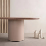 Nordic Oval Wood White Double Pedestal Dining Table Image - 6