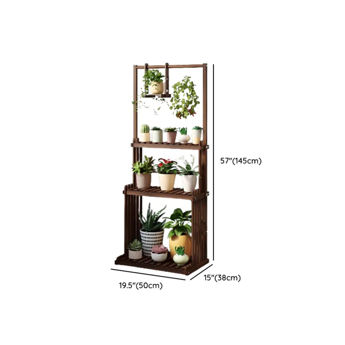Nordic Rectangle Wood Rolling Floor Plant Stand Brown 