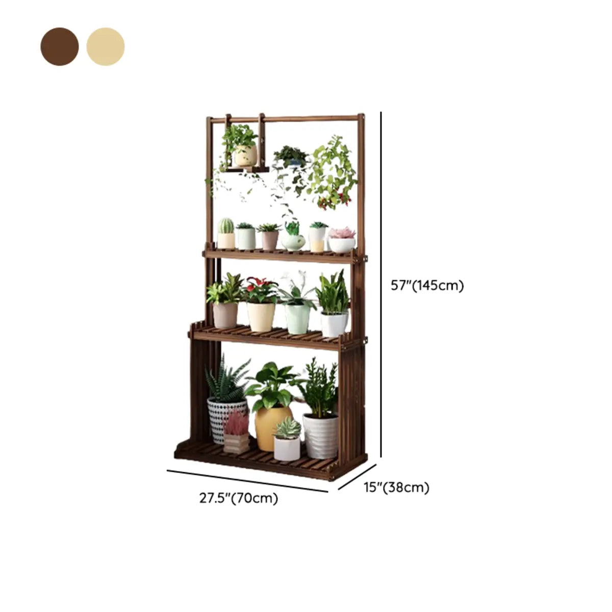 Nordic Rectangle Wood Rolling Floor Plant Stand Brown Image - 18