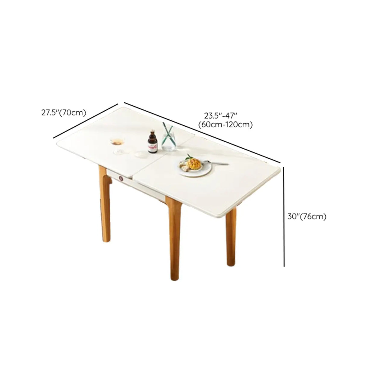 Nordic Rectangular Extendable Chalk Stone Dining Table 