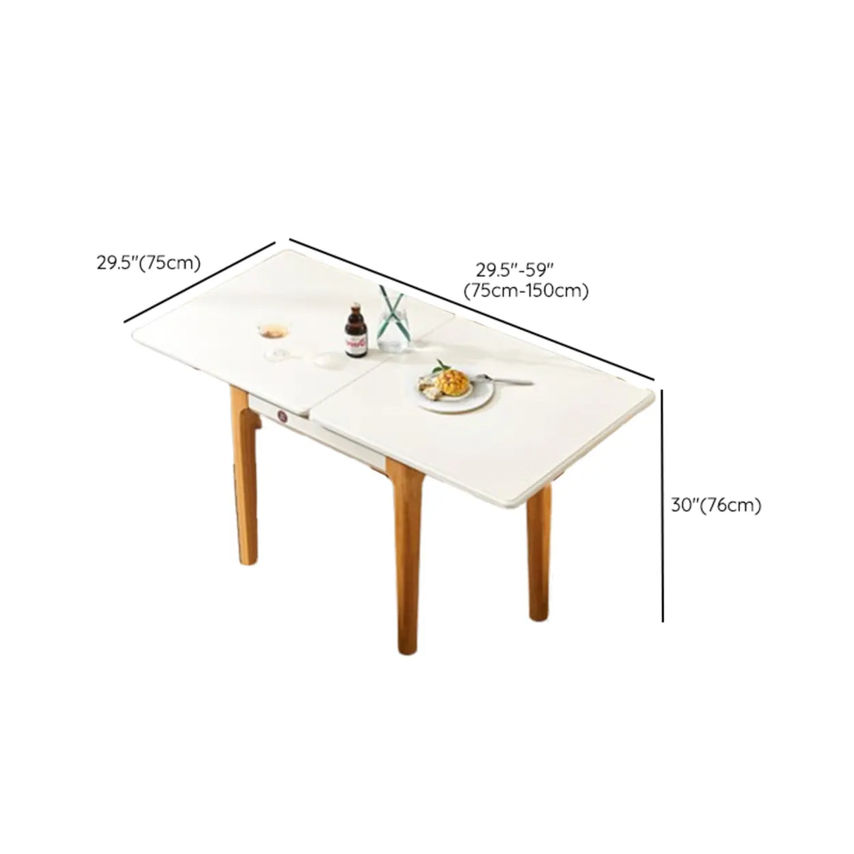 Nordic Rectangular Extendable Chalk Stone Dining Table Image - 18
