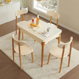 Nordic Rectangular Extendable Chalk Stone Dining Table Image - 5