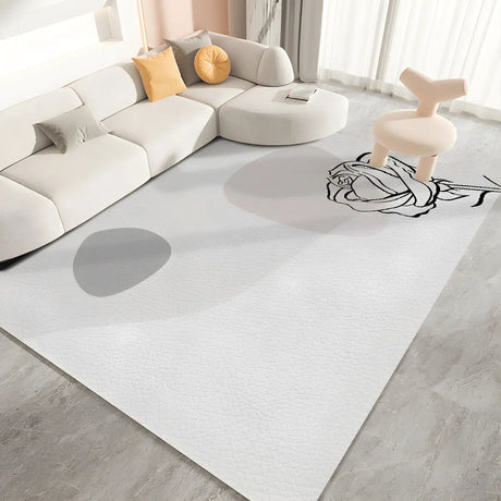 Nordic Rectangular Polyester Rose Beige Area Rug Image - 1