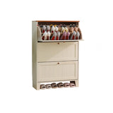 Nordic Rectangular Wood Entryway Green Shoe Cabinet Image - 10