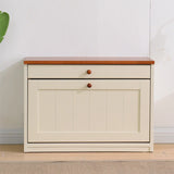 Nordic Rectangular Wood Entryway Green Shoe Cabinet Image - 2