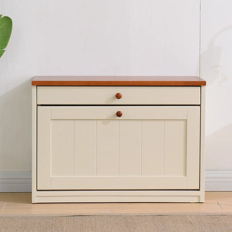 Nordic Rectangular Wood Entryway Green Shoe Cabinet Image - 2