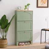 Nordic Rectangular Wood Entryway Green Shoe Cabinet Image - 20
