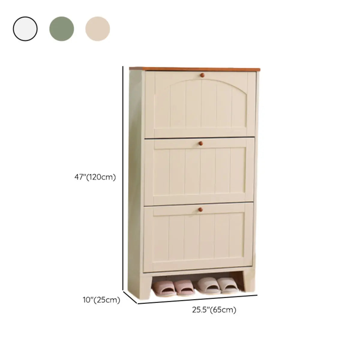 Nordic Rectangular Wood Entryway Green Shoe Cabinet 