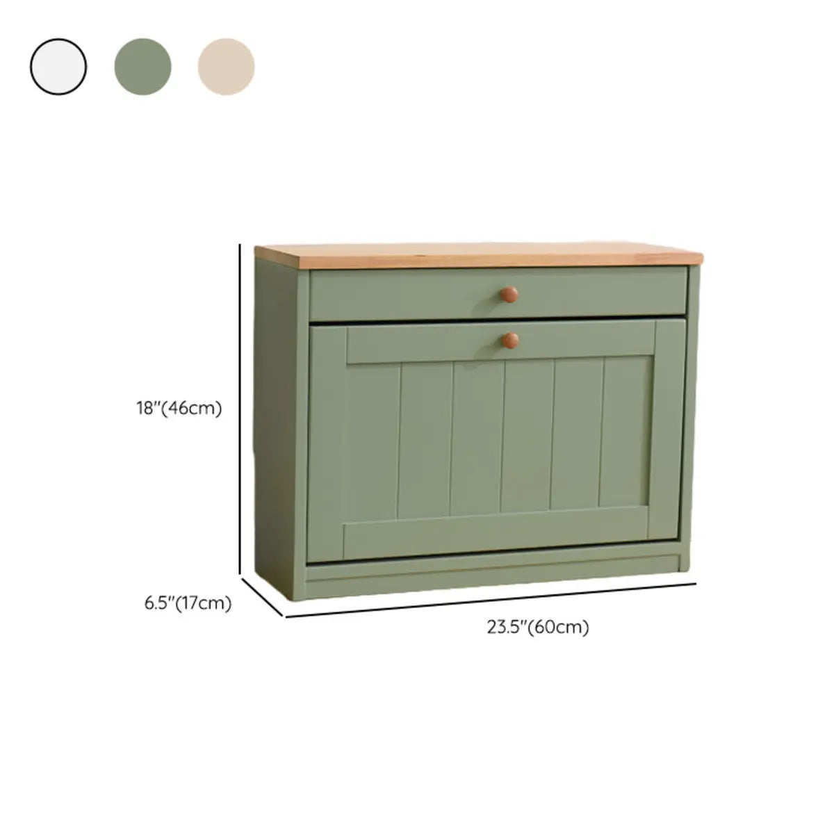 Nordic Rectangular Wood Entryway Green Shoe Cabinet Image - 25