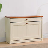 Nordic Rectangular Wood Entryway Green Shoe Cabinet Image - 3