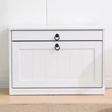 Nordic Rectangular Wood Entryway Green Shoe Cabinet Image - 5