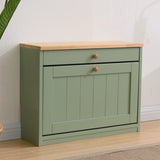 Nordic Rectangular Wood Entryway Green Shoe Cabinet Image - 6