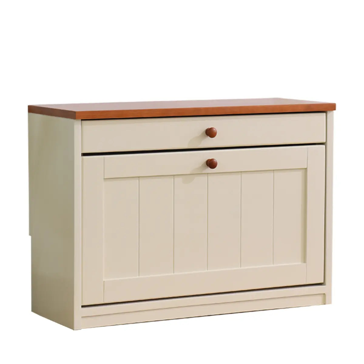 Nordic Rectangular Wood Entryway Green Shoe Cabinet Image - 7