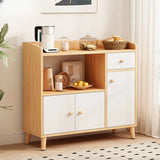 Nordic Rectangular Wood Kitchen Oak China Cabinets Image - 16