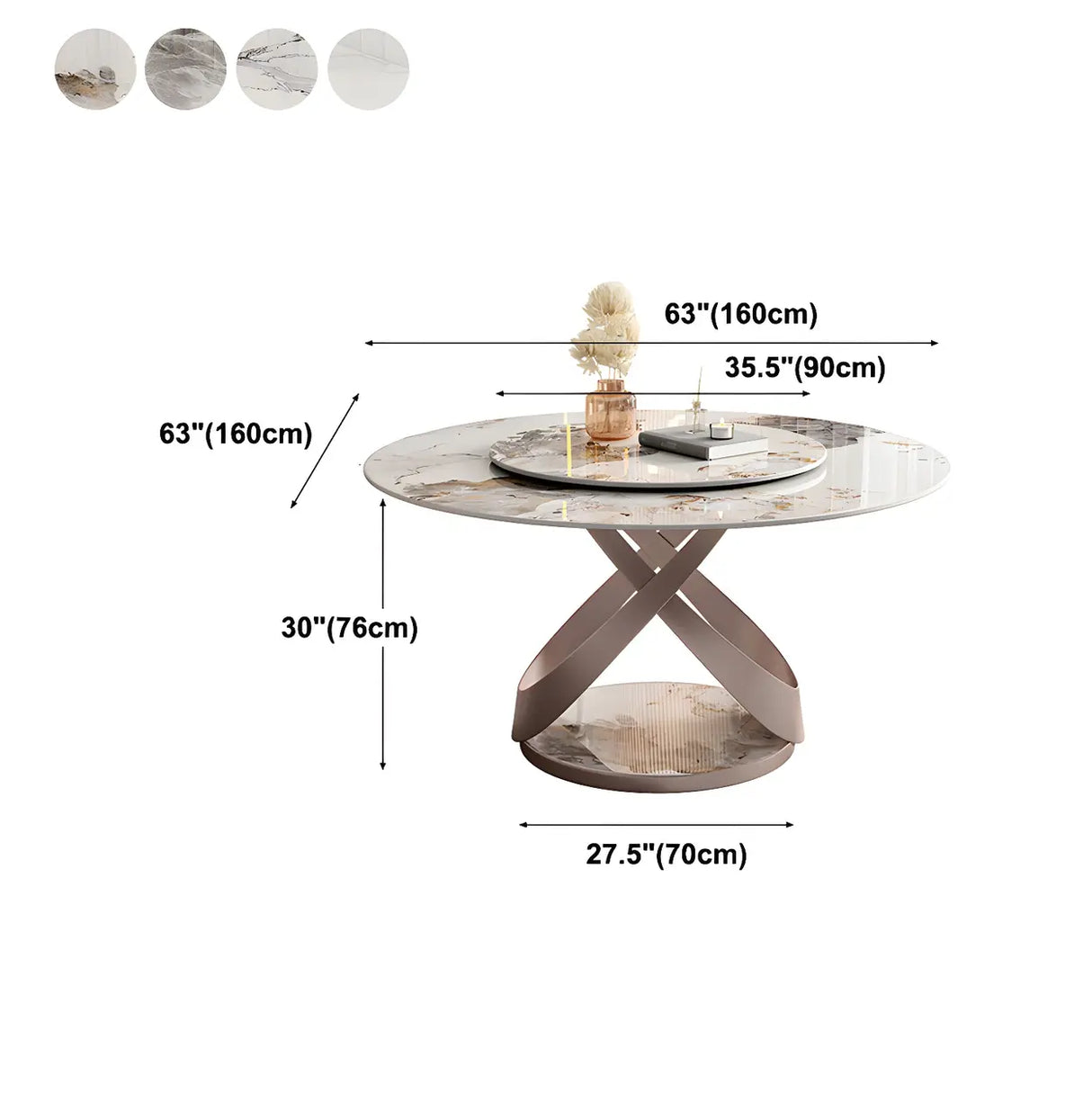 Nordic Scratch Resistant Round Stone Grey Large Dining Table Image - 14