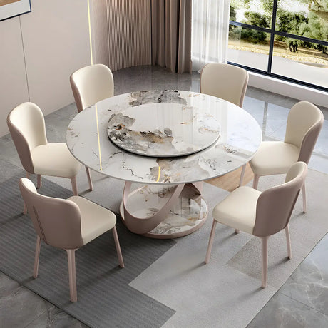 Nordic Scratch Resistant Round Stone Grey Large Dining Table Image - 1
