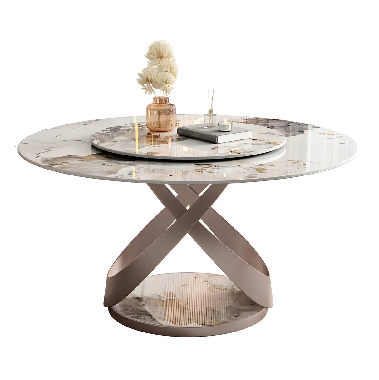 Nordic Scratch Resistant Round Stone Grey Large Dining Table Image - 5