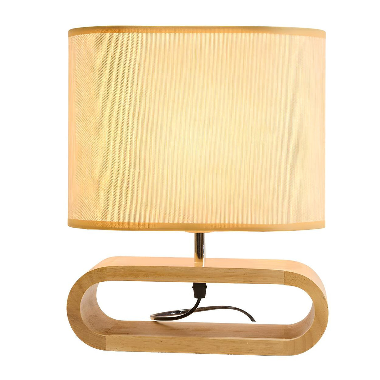 Nordic Simple Fabric Wooden Base Bedroom Table Lamp Image - 4