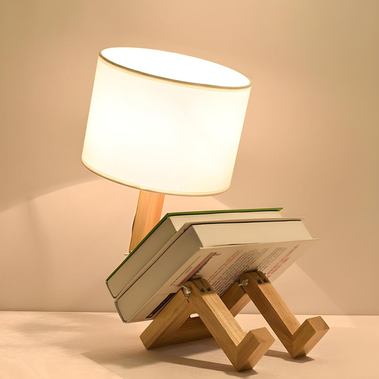 Nordic Simple Fabric Wooden Base Bedroom Table Lamp Image - 5