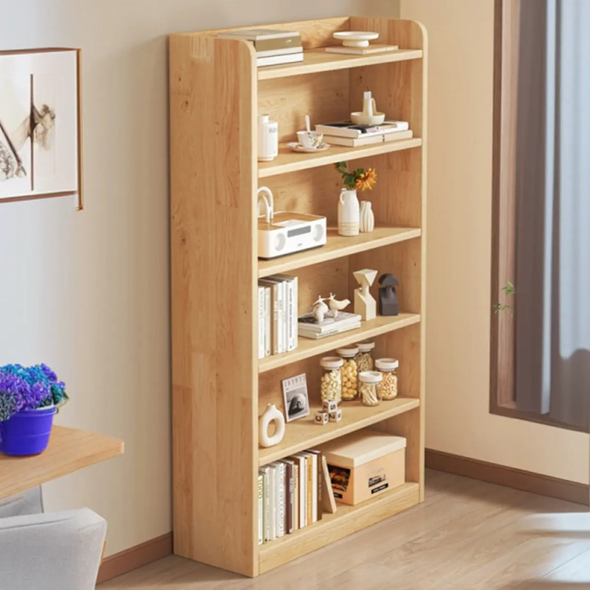 Nordic Simple Rectangular Wooden Storage Bookcase Image - 1