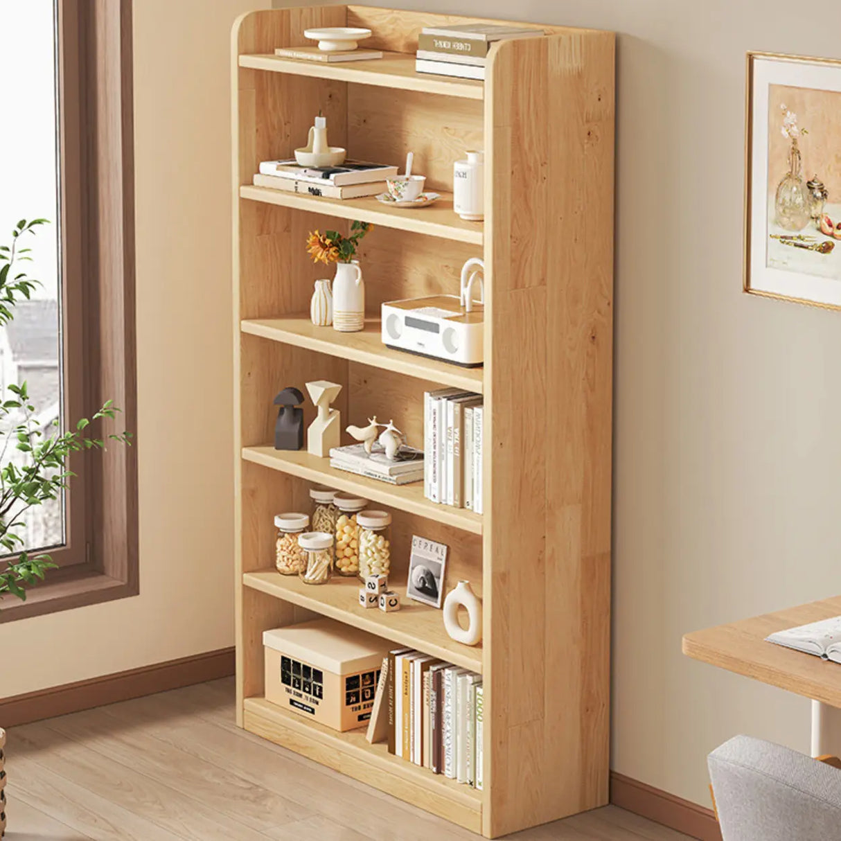 Nordic Simple Rectangular Wooden Storage Bookcase Image - 3