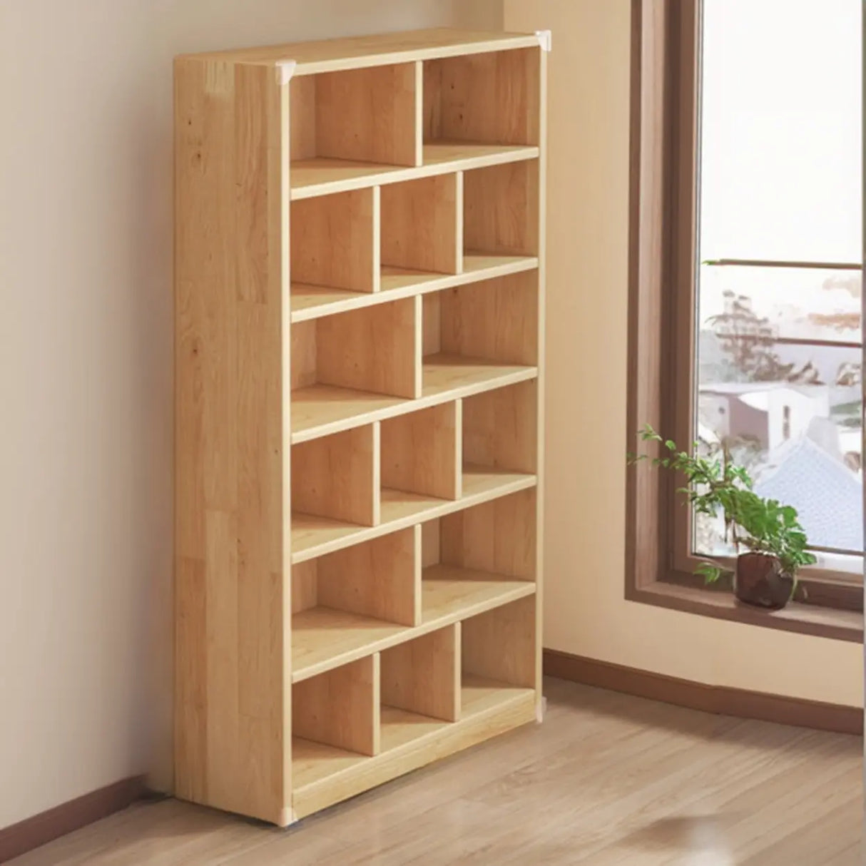 Nordic Simple Rectangular Wooden Storage Bookcase Image - 5