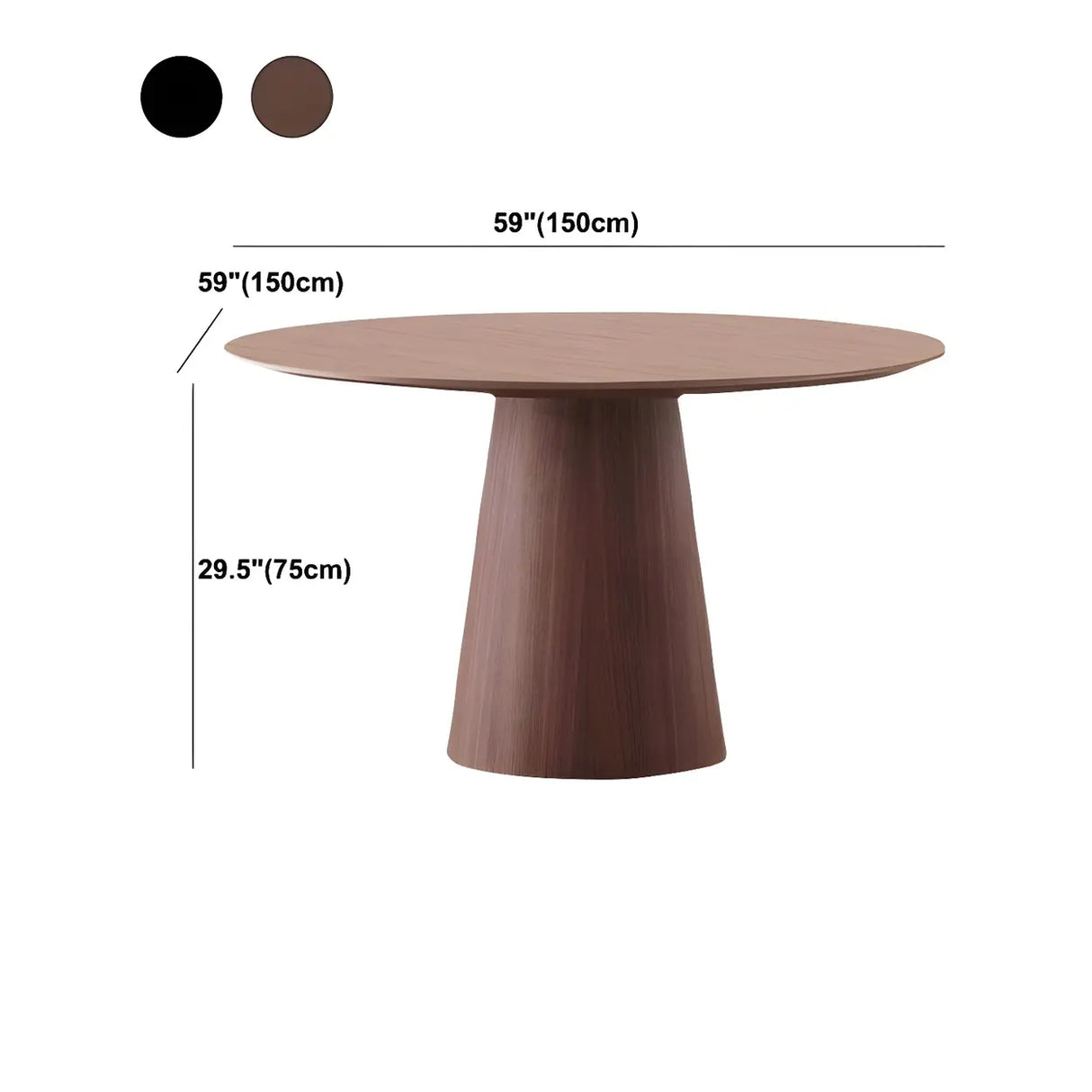 Nordic Simple Round Brown Wood Dining Table Image - 11