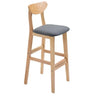 Nordic Simple Soft Seating Natural Wood Bar Stools With Back Image - 12