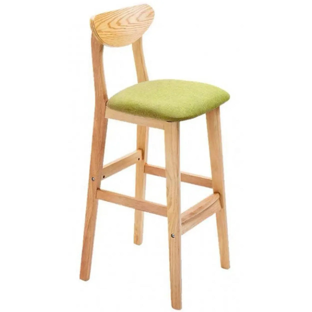 Nordic Simple Soft Seating Natural Wood Bar Stools With Back Image - 13