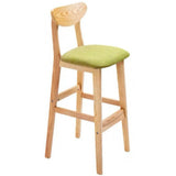 Nordic Simple Soft Seating Natural Wood Bar Stools With Back Image - 13