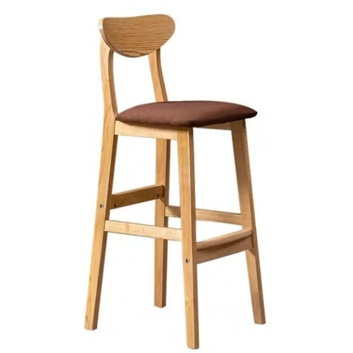 Nordic Simple Soft Seating Natural Wood Bar Stools With Back Image - 14