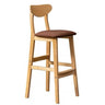 Nordic Simple Soft Seating Natural Wood Bar Stools With Back Image - 14