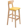 Nordic Simple Soft Seating Natural Wood Bar Stools With Back Image - 15