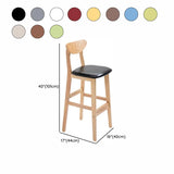 Nordic Simple Soft Seating Natural Wood Bar Stools With Back #size