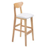 Nordic Simple Soft Seating Natural Wood Bar Stools With Back Image - 5