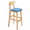 Nordic Simple Soft Seating Natural Wood Bar Stools With Back Image - 9