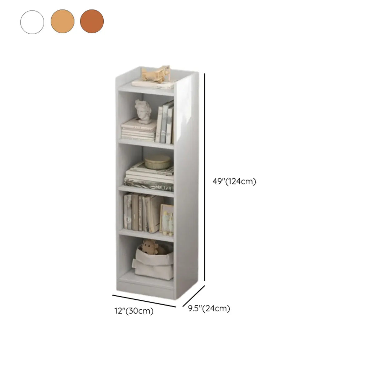 Nordic Simple Wood Closed Rectangular Narrow Bookcase 