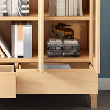 Nordic Simple Wood Finish Rubberwood Tall Bookcase Image - 10