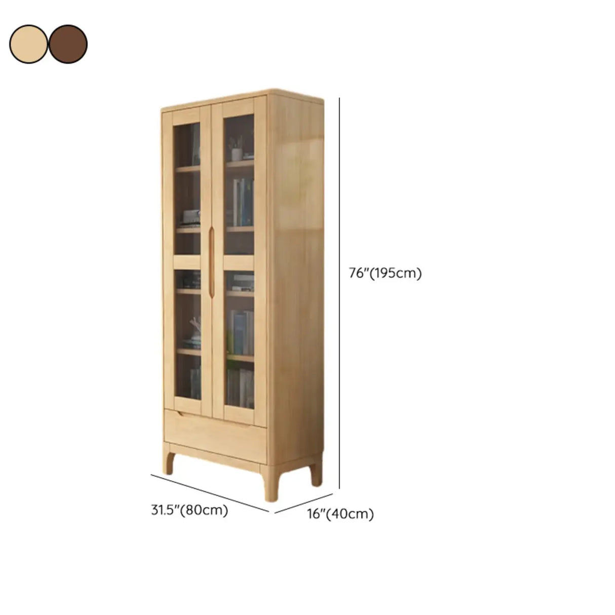 Nordic Simple Wood Finish Rubberwood Tall Bookcase 