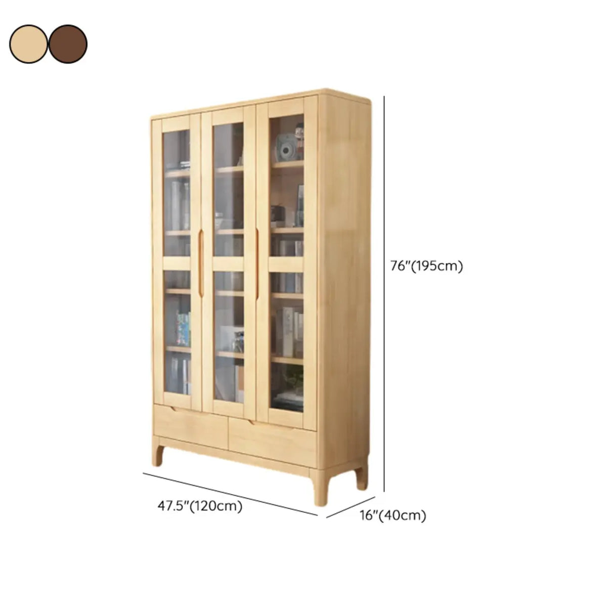 Nordic Simple Wood Finish Rubberwood Tall Bookcase Image - 12