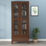 Nordic Simple Wood Finish Rubberwood Tall Bookcase Image - 5