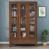 Nordic Simple Wood Finish Rubberwood Tall Bookcase Image - 7