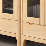 Nordic Simple Wood Finish Rubberwood Tall Bookcase Image - 9